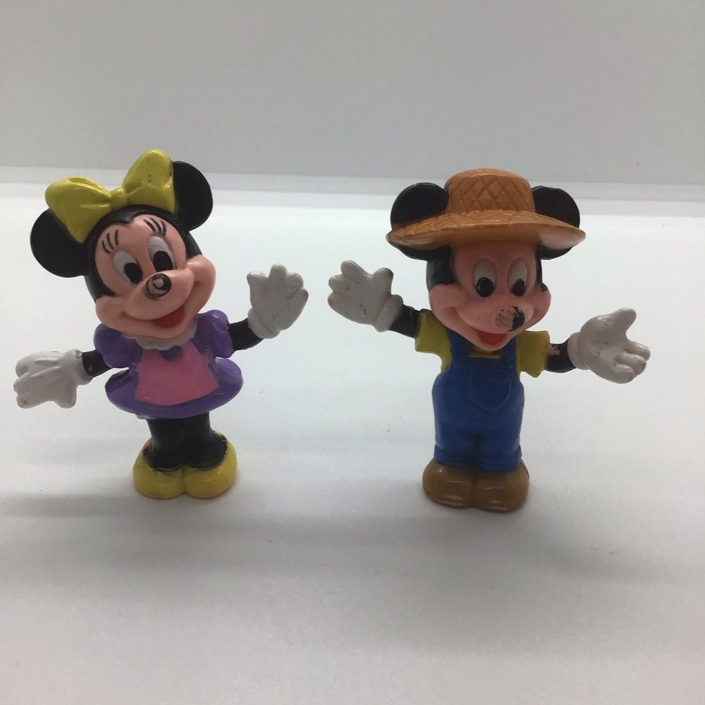 Vintage 1980s - 1990s Micky & Minnie Mouse PVC Action Figures Toy Figurines